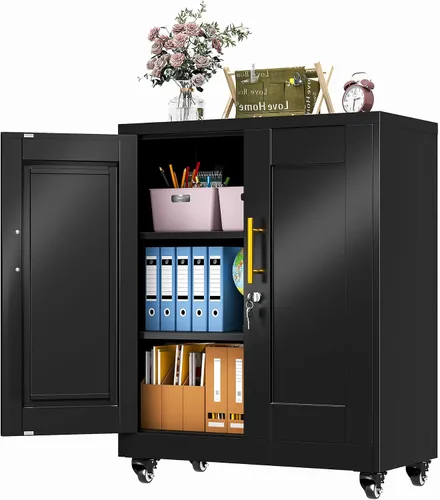 Miniatura 18 de Gabinete de casillero de almacenamiento de 62.2 cm de alto de metal con cerradura - Gabinete pequeño con cerradura para empleados, casillero