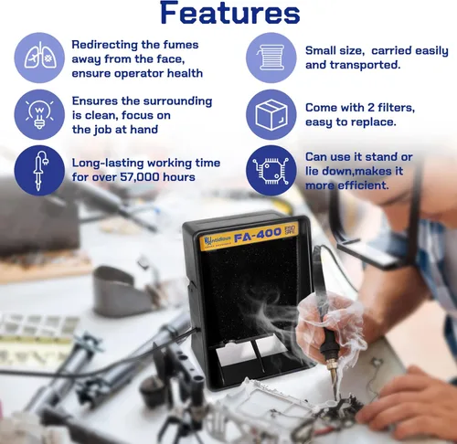 Miniatura 4 de Antidious Extractor de humos Filtro portátil para soldadura anti-ESD, para soldar, equipo de extracción de ventiladores de bricolaje con carbón