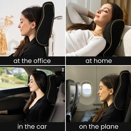 Miniatura 6 de Almohada de viaje de espuma viscoelástica con funda lavable y bolsa de transporte, almohada de cuello compacta, suave y transpirable para avión