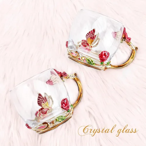 Miniatura 9 de OEAGO Regalos para Mamá Mujeres Rellenos de Media para Mujeres Navidad Taza de Café de Cristal con Esmaltes Regalos del Día de San Valentín para Rojo