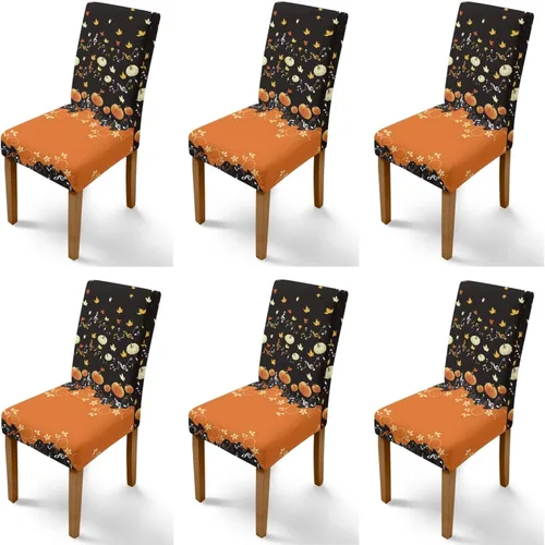 Miniatura 97 de Rnyleeg Thanksgiving Chair Covers for Living Room No Arms Turkey Pumpkin Stretch Dining Chair Covers Set of 6 Soft Washable Kitchen Chair Protector