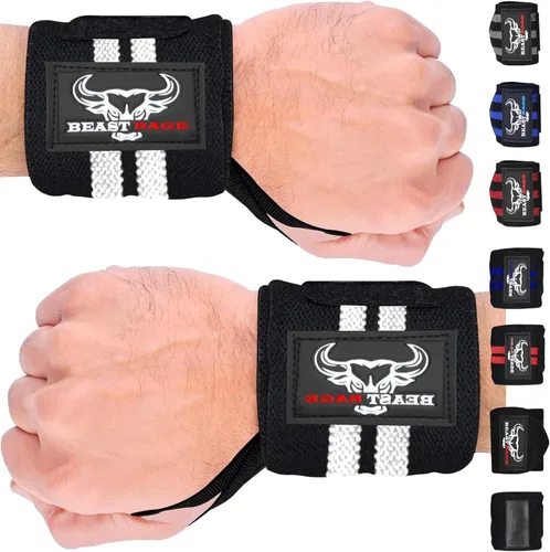 Miniatura 12 de BEAST RAGE Muñequeras para levantamiento de pesas, correas de levantamiento ajustables con lazo para el pulgar para un mejor apoyo en el gimnasio