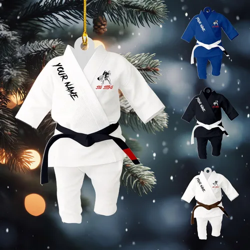 Miniatura 16 de Adorno personalizado de Jiu Jitsu, decoración de árbol de Navidad de artes marciales, regalo de recuerdo navideño BJJ para niños, adolescentes, On63