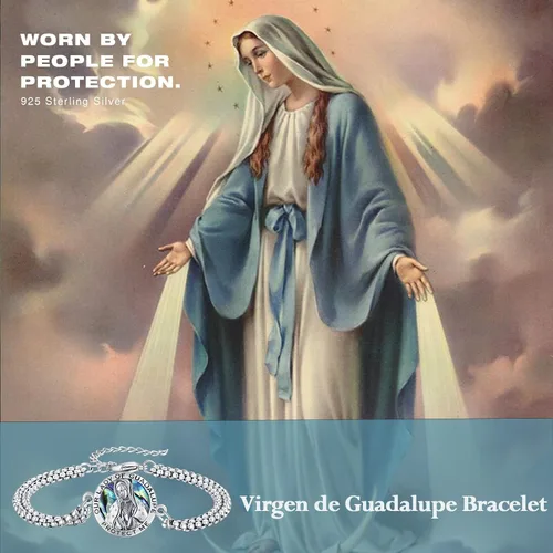 Miniatura 54 de Pulsera unisex de San Miguel/Cristóbal/Benedicto/Jude/José/Guadalupe/Ángel de la Guarda/Santa Muerte Pulsera de plata de ley 925 con cadena de doble
