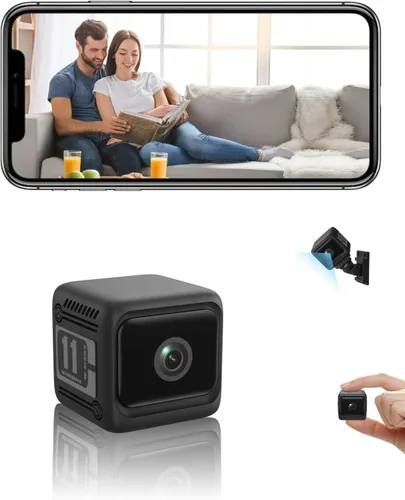 Mini cámara de seguridad inalámbrica 2K – Cámara pequeña WiFi para mascotas con visión nocturna, batería de 1600 mAh de larga duración, alarma de