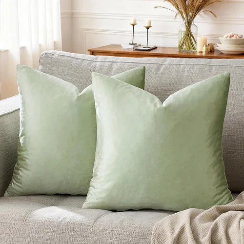 Miniatura 29 de GIGIZAZA Fundas de Almohada Decorativas de Tiro 20 x 20, Juego de 2 Fundas de Almohada Suaves Verde Bosque de Terciopelo, Decoración de Navidad