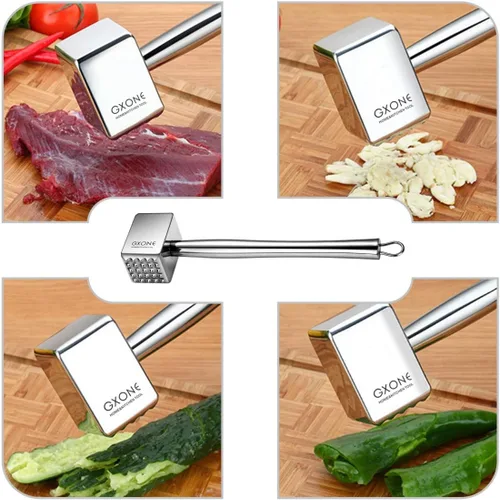 Miniatura 4 de Ablandador de carne, acero inoxidable 304 resistente, mazo de carne, libra, herramienta de martillo (1.65 libras)