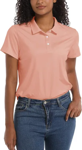 Miniatura 4 de TACVASEN Camisas polo para mujer, con protección solar UPF 50+, manga corta, secado rápido, cuello de 3 botones, ligeras