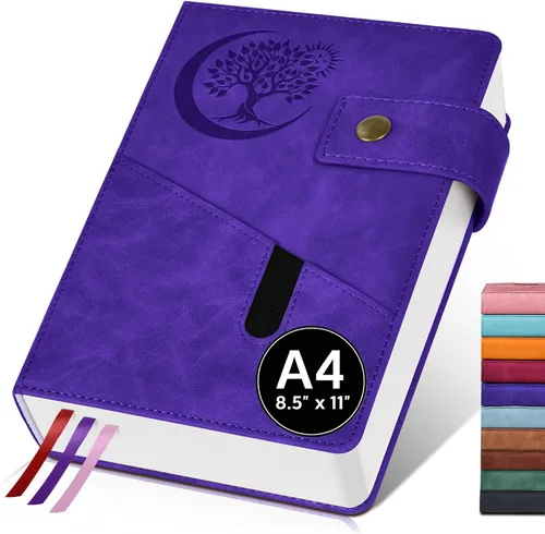 Miniatura 16 de PAIBAS Cuaderno de diario con líneas gruesas de 365 páginas para hombres y mujeres, diarios grandes de cuero A4 para escribir, cuadernos de tapa