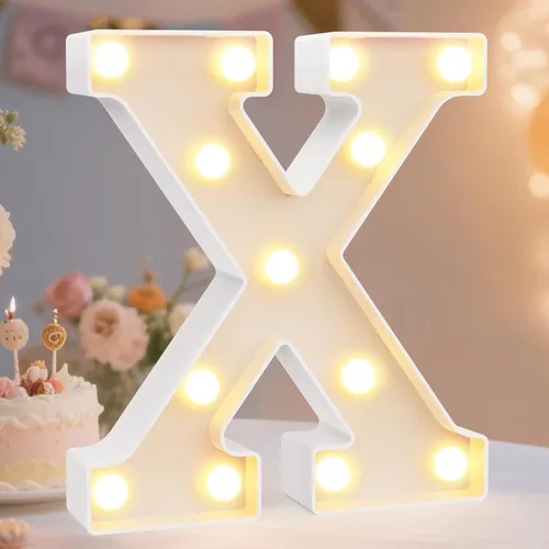 Miniatura 57 de Pooqla Letras con luces LED de marquesina, letras decorativas iluminadas en blanco cálido y blanco frío, letras del alfabeto iluminadas para niños