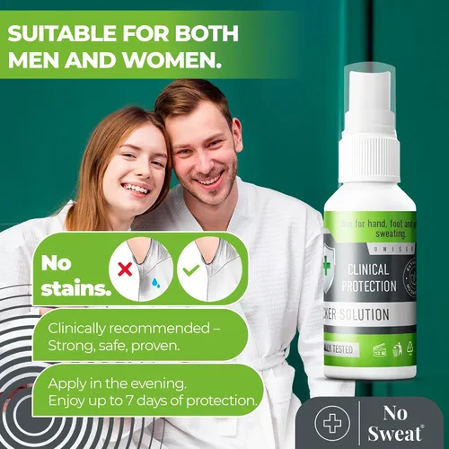 Miniatura 7 de NO SWEAT Spray antitranspirante de máxima resistencia, desodorante fuerte para tratamiento de sudoración excesiva y hiperhidrosis, dura hasta 7 días