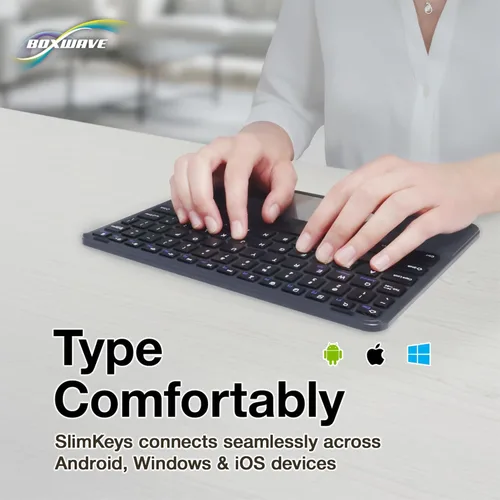 Miniatura 4 de BoxWave Teclado compatible con la tableta Chuwi Hi10, teclado Bluetooth SlimKeys con trackpad, panel táctil delgado portátil, color negro azabache