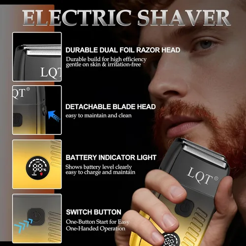Miniatura 6 de Juego de cortapelos inalámbrico profesional y recortadora de barba de precisión para hombres, kit de aseo con afeitadora de aluminio, máquina