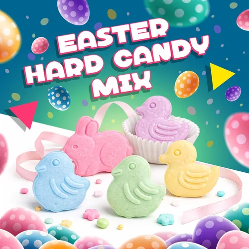 Miniatura 3 de Dulces de Pascua Bolsa de 1 libra Dulces de patos, pollos y conejitos para huevos y cestas de Pascua Caramelos duros con sabor a frutas