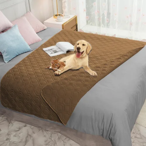 Miniatura 114 de Ameritex Funda Impermeable para Cama de Perro Manta para Mascotas para Muebles Cama Sillón Sofá Reversible Azul marino+azul piedra
