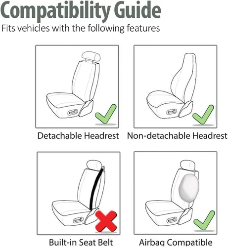 Miniatura 6 de FH Group Juego de fundas de tela para asiento delantero de automóvil para asientos de cubo, ajuste universal, compatible con bolsa de aire, fundas