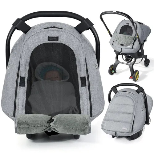 Miniatura 10 de Orzbow Funda de asiento de automóvil de invierno para bebé Funda de asiento de automóvil para bebé Toldo impermeable para asiento de coche