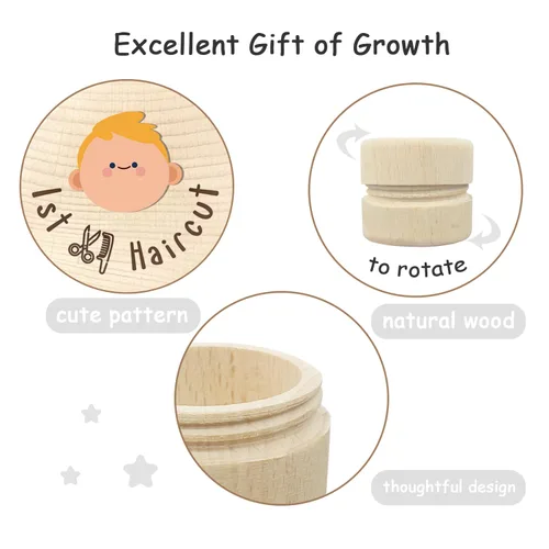 Miniatura 4 de Caja de recuerdo de bebé para el primer cabello, caja de madera para el primer cabello, lindo recuerdo de corte de pelo perdido, funda de pelo