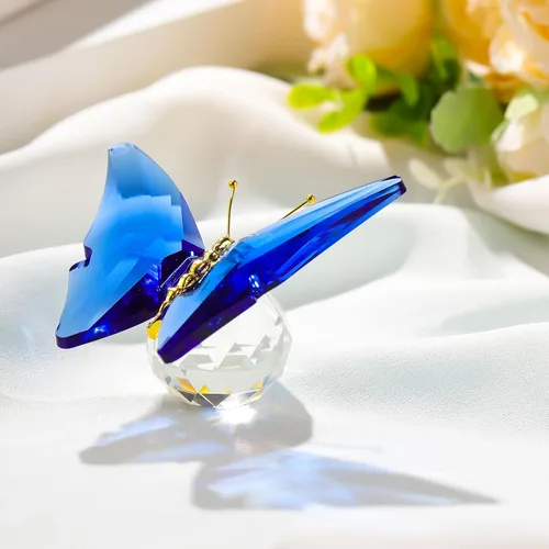 Miniatura 6 de Movdyka Mariposa de Cristal para Mamá Mujeres Mariposa de Metal Decoración de Habitación Colección Figurina Mariposa de Vidrio Azul Artesanía