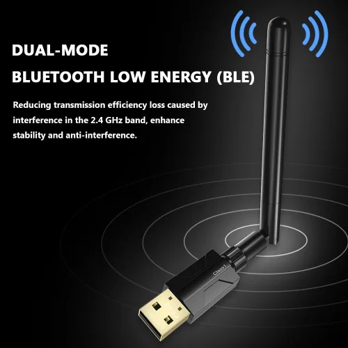 Miniatura 2 de Adaptador USB Bluetooth 5.1 para PC de escritorio: dongle inalámbrico de largo alcance de 300 pies con antena de 5dBi Plug & Play para portátil