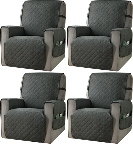 Miniatura 10 de Ouka - Funda reclinable para perros, de ancho de asiento de 63,5 cm, protector de sofá de tela reversible con correas elásticas, funda de sillón Gris