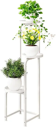 Miniatura 8 de INGIORDAR - Soporte para plantas de interior y exterior, estante de metal de 3 niveles para múltiples plantas, soportes de flores de esquina