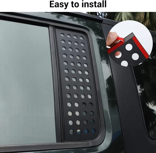 Miniatura 5 de Hoolcar Adhesivos para ventana de puerta trasera, cubierta de panel de vidrio de aleación de aluminio para Jeep Wrangler JKU 2007-2017, 4 puertas