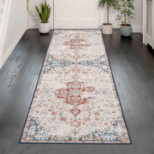 Miniatura 10 de Fashionwu Bodered Rug - Alfombra floral vintage de 8 x 10 pies, lavable a máquina, no desprende pelo, antideslizante, para oficina, patio, comedor