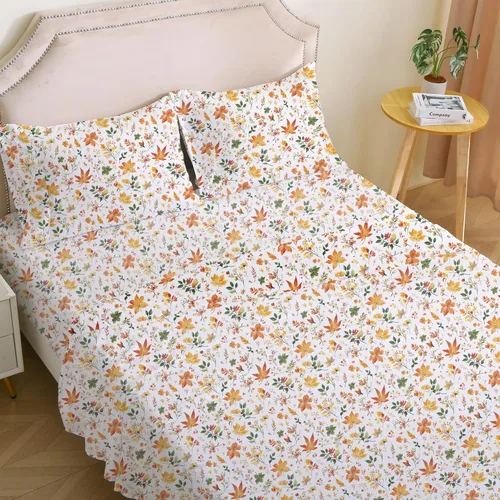 Miniatura 20 de Viviland Juego de sábanas de 3 piezas con estampado botánico de mariposas y flores rosas y moradas, sábanas de microfibra suave y transpirable