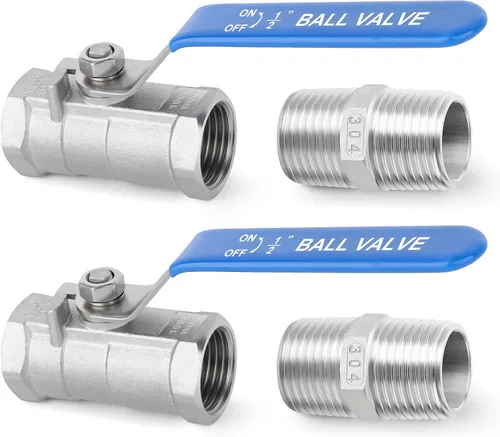 Miniatura 9 de TAISHER Kit de válvula de bola FNPT de 1 pulgada, acero inoxidable 304 con asas azules y pezón