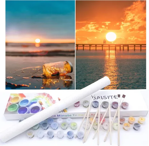 Miniatura 47 de BAISITE Kit de pintura por números para adultos principiantes, 12 pulgadas de ancho x 16 pulgadas de largo, paquete de 2 lienzos para kits