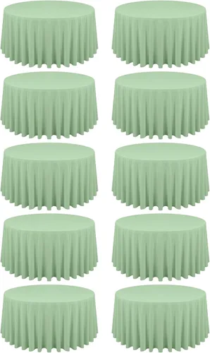 Miniatura 259 de Paquete de 10 manteles de poliéster de 60 x 102 pulgadas, manteles de poliéster beige para mesas rectangulares de 6 pies, resistentes a las manchas