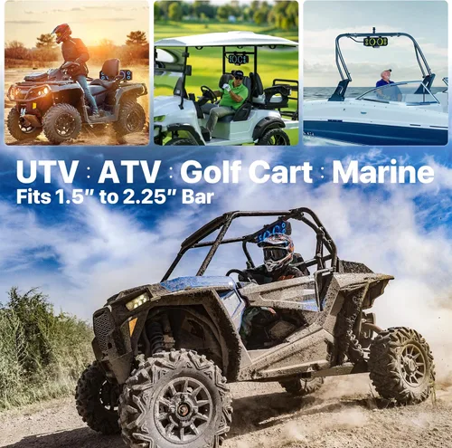 Miniatura 6 de GoHawk Barra de sonido UTV Barra de sonido ATV impermeable de 6 altavoces Luces Bluetooth y multicolor Altavoces SxS de 17 pulgadas Barra