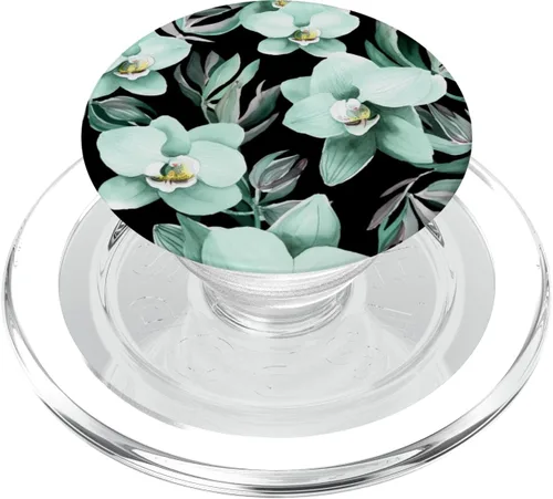 Miniatura 8 de PopSockets con diseño de orquídeas pastel, diseño de orquídeas verde menta, PopGrip intercambiable