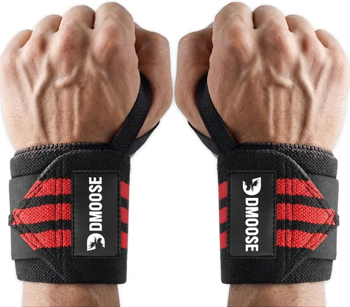 Miniatura 16 de DMoose Fitness Muñequeras para levantamiento de pesas de 18 pulgadas – Envoltura de gimnasio resistente con lazo para el pulgar para apoyo y alivio