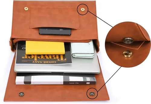 Miniatura 11 de ECOSUSI Maletín para mujer, de piel vegana, para el trabajo, bolso de hombro para computadora con lazo desmontable