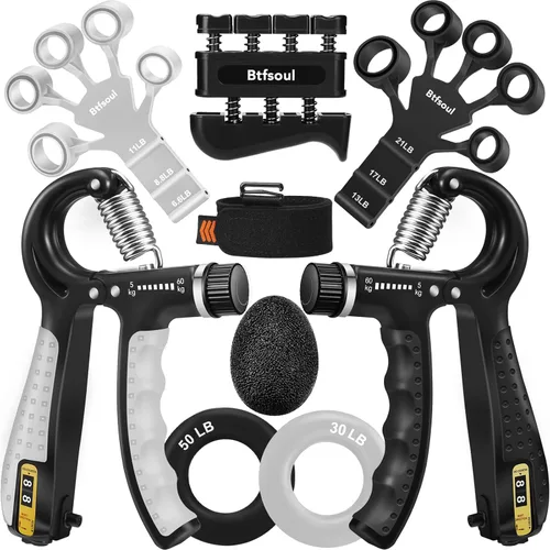 Kit de entrenamiento de fuerza de agarre con fortalecedor de agarre de mano, ejercitador de dedos, anillo de entrenamiento de antebrazo, estirador