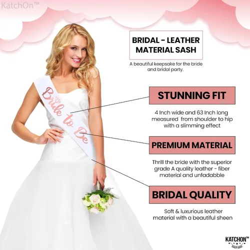 Miniatura 3 de KatchOn, Corona de novia de oro rosa y banda para la novia – Paquete de 2 Banda y diadema para novia Corona de novia para despedida de soltera