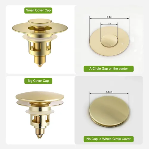Miniatura 4 de Colador universal de drenaje para lavabo de baño, mejorado con cesta de filtro de acero inoxidable extraíble, tapón desplegable 2 en 1 para orificio