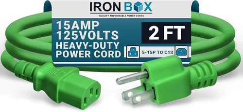 Miniatura 41 de IronBox Electric - Cable de alimentación de servicio pesado 5-15P a C13 - Cable de 3 clavijas 15A 125V 14/3 SJT para PC - Cable para computadora