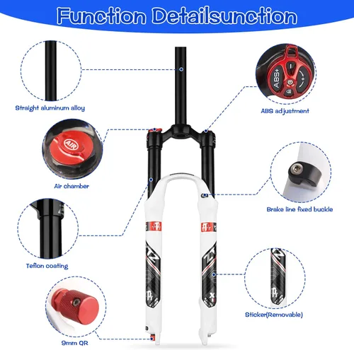 Miniatura 2 de MTB Air Suspension Fork，Fit for 26/27.5/29 inch Mountain Bike, 120mm Travel, Rebound Adjust, QR 9mm, Manual/Remote Lockout, XC/AM Mountain Bike