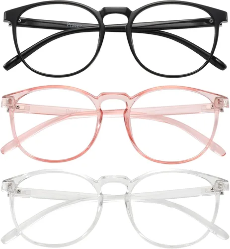 Miniatura 7 de Przene Gafas redondas con bloqueo de luz azul para mujeres y hombres, negro/cristal/gris Lightweight TR Frame,Retro Round,Computer Mobile Phone