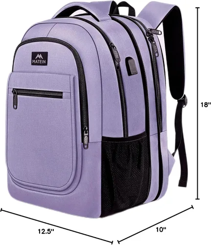 Miniatura 8 de Mochila para la escuela, mochila universitaria expandible de 15.6 pulgadas para niños y niñas, mochila de viaje antirrobo con puerto de carga USB