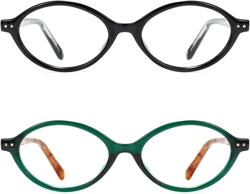 Miniatura 26 de Slocyclub - Lentes de bloqueo de luz azul de moda ovaladas para mujeres y hombres, anteojos vintage con armazón pequeño ovalado retro, Whiskey