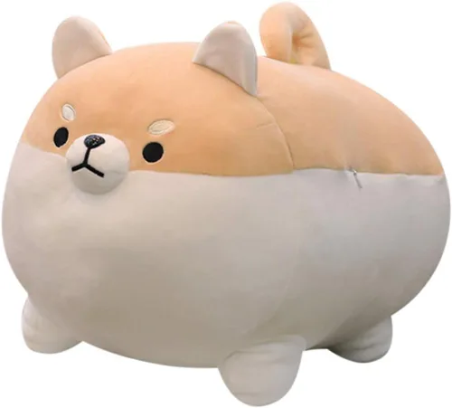 Almohada grande de peluche con forma de perrito, Shiba Inu, Corgi, juguete para niño, niña Marrón