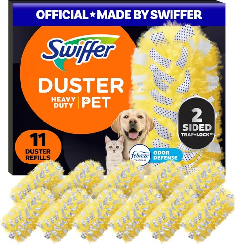 Swiffer Recambios para plumeros resistentes para mascotas, plumeros multisuperficie 360 con protección contra olores Febreze, 11 unidades