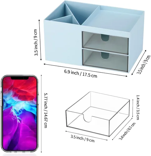Miniatura 2 de LETURE Organizador de Escritorio con cajón, Suministros de Oficina y Accesorios de Escritorio, Caja de Almacenamiento para Tarjetas de Negocios
