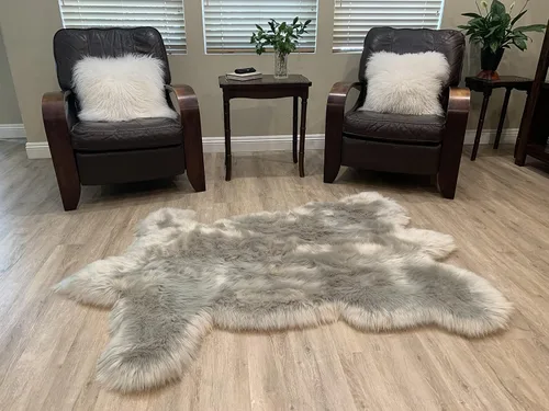 Miniatura 24 de LAMBZY - Alfombra de piel de oveja sintética súper suave hipoalergénica sedosa, estilo peluche de oso, para sala de estar, habitación de niños, sofá