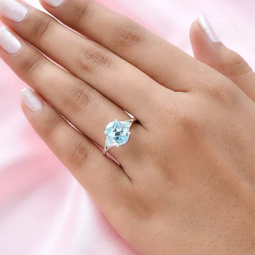 Miniatura 6 de Compra hermosos anillos de compromiso LC para mujer, piedra de topacio azul, plata de ley 925, piedra natal de amor, Metal, Topacio