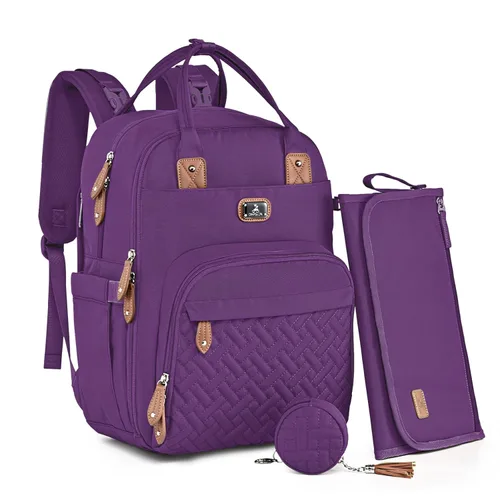 Dikaslon Mochila para pañales con cambiador portátil, funda para chupete y correas para cochecito, bolsas de bebé unisex grandes para niños y niñas,